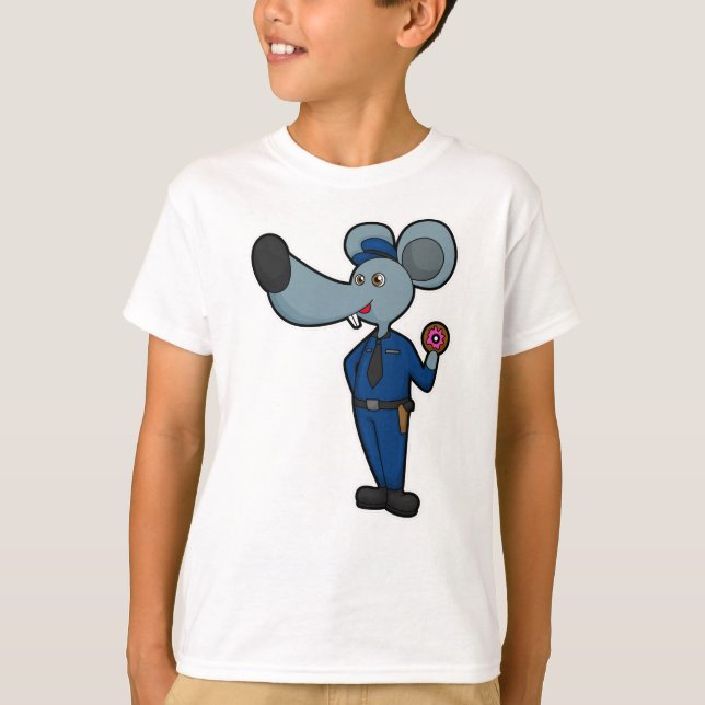 T-shirt Souris en tant qu'officier de police avec Donut (Devant)
