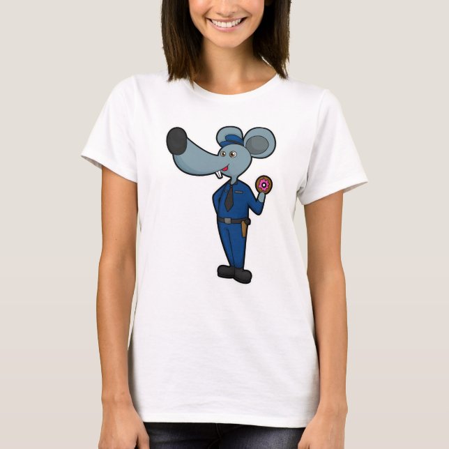 T-shirt Souris en tant qu'officier de police avec Donut (Devant)
