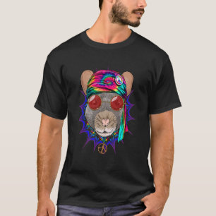 T-shirt Souris Hippie Rat Tie Dye Peace Sign Psychedelan