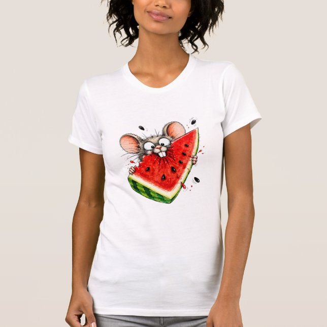 T-shirt Souris joyeuse mange pastèque (Devant)