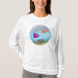 T-shirt Sous la conception du bol de poisson de mer - Long