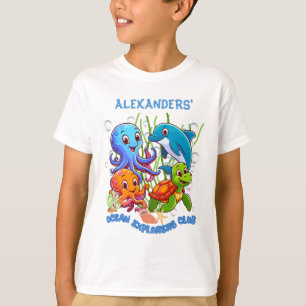 T-shirt Sous la mer, mignon dauphin tortueux pieuvre