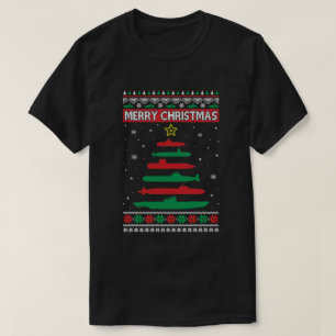 T-shirt Sous-marin Arbre Militaire Drôle Noël Vilain No