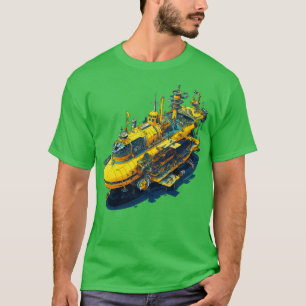 T-shirt sous-marin jaune de style psychédélique