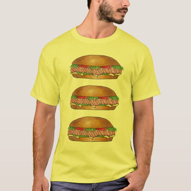 T-shirt Sous-marin Sandwich Sous-broyeur Hoagie Hero Foodi (Devant)