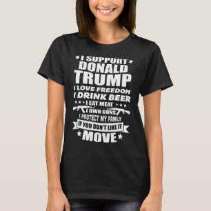 T-shirt Soutenez Donald Trump I Love Freedom I Drink Beer
