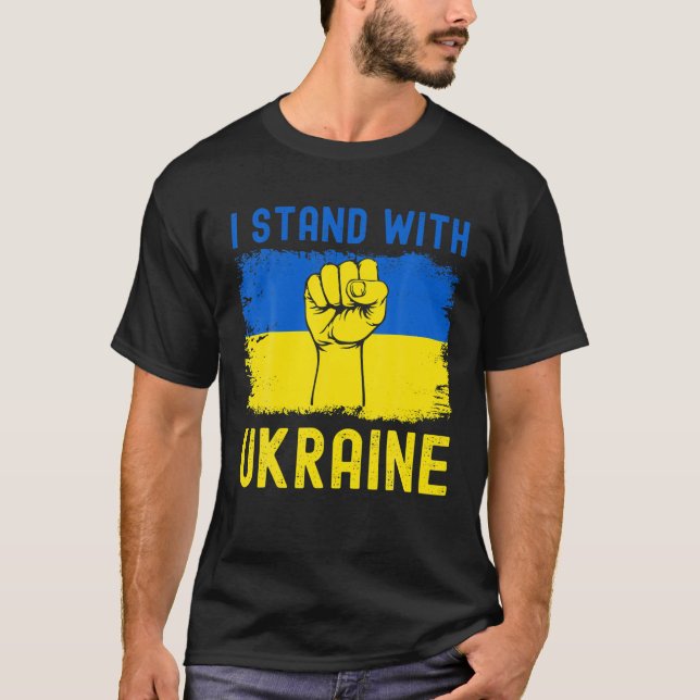 T-shirt Soutenez L'Ukraine Drapeau I Avec L'Ukraine, Anti  (Devant)