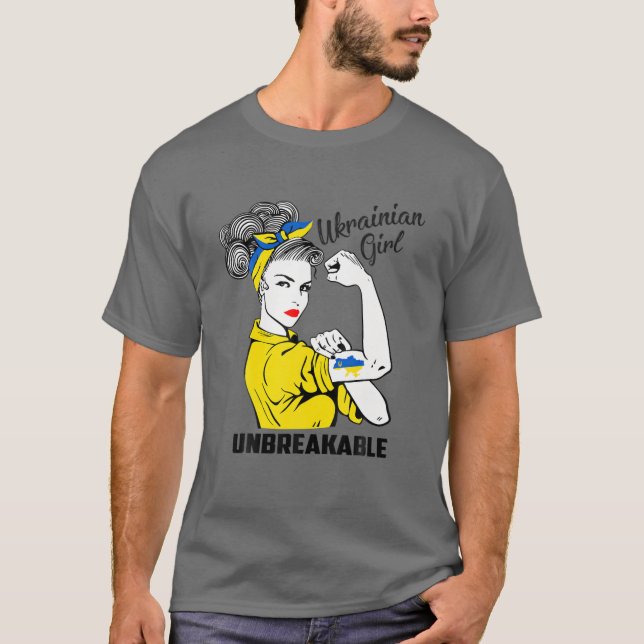 T-shirt Soutenez l'Ukraine Une fille indestructible forte  (Devant)