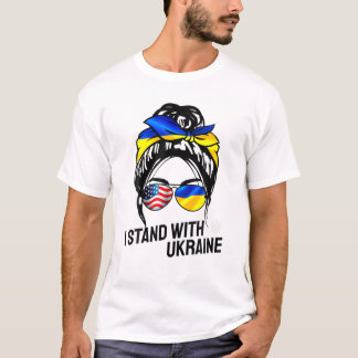 T-shirt Soutenez Ukraine Pride I Stand With Ukraine Flag (
