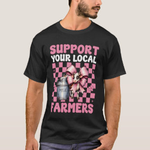 T-shirt Soutenez Votre Fermier Local Vache Laitière Ferme