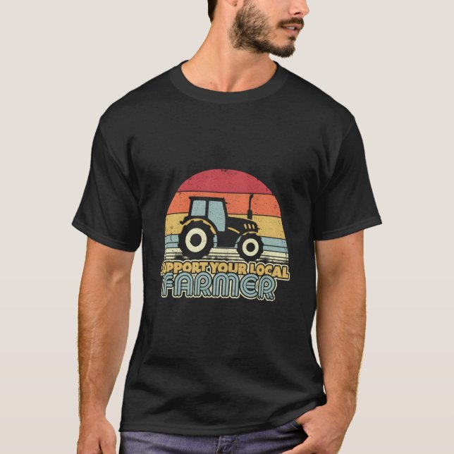 T-shirt Soutenez votre tracteur fermier local (Devant)