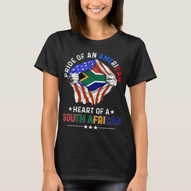 T-shirt South African American Foreign African Flag (Devant)