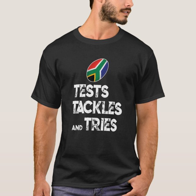 T-shirt South African rugby tests tackles tries braai beer (Devant)