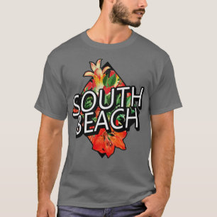T-shirt South Beach Miami Floride Fleurs tropicales Voyage