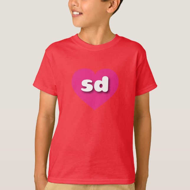 T-shirt South Dakota coeur rose chaud - J'aime sd (Devant)