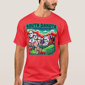 T-shirt South Dakota USA Landmarks Skyline Mount Rushmore