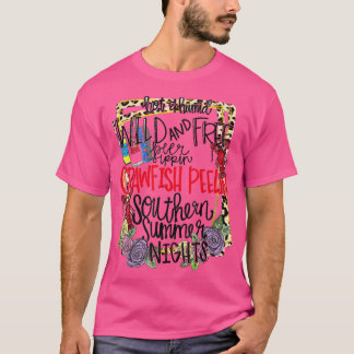 T-shirt Southern summer nights wild and free crawfish peel