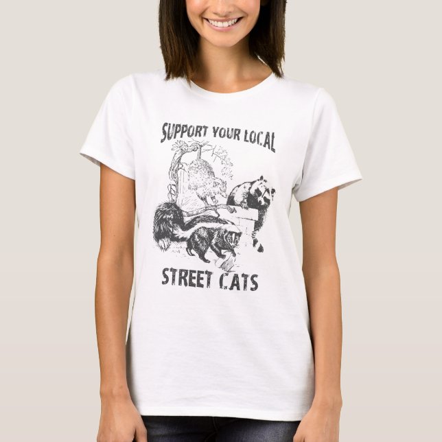 T-shirt Soutien amusant à vos chats de rue locaux (Devant)