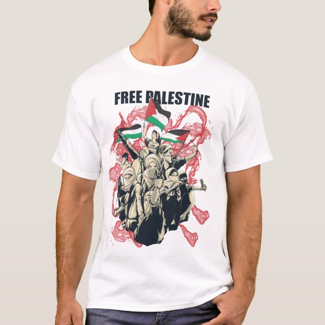 T-shirt soutien arabe au drapeau de la Palestine l (Devant)
