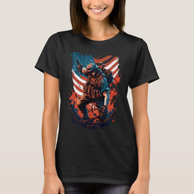 T-shirt Soutien aux troupes américaines Soldat américain (Devant)