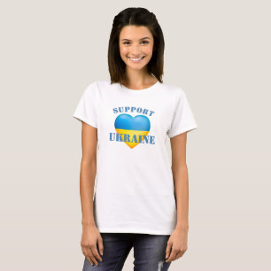 T-shirt Soutien Avant/Arrière Ukraine Coeur Jaune Et Bleu