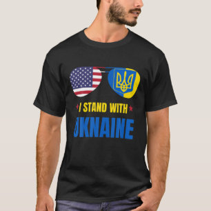 T-shirt Soutien Je Me Tiens Avec L'Ukraine Lunettes Améric