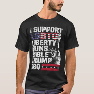 T-shirt Soutien Lgbtq Liberty Guns Bible Trump Bbq