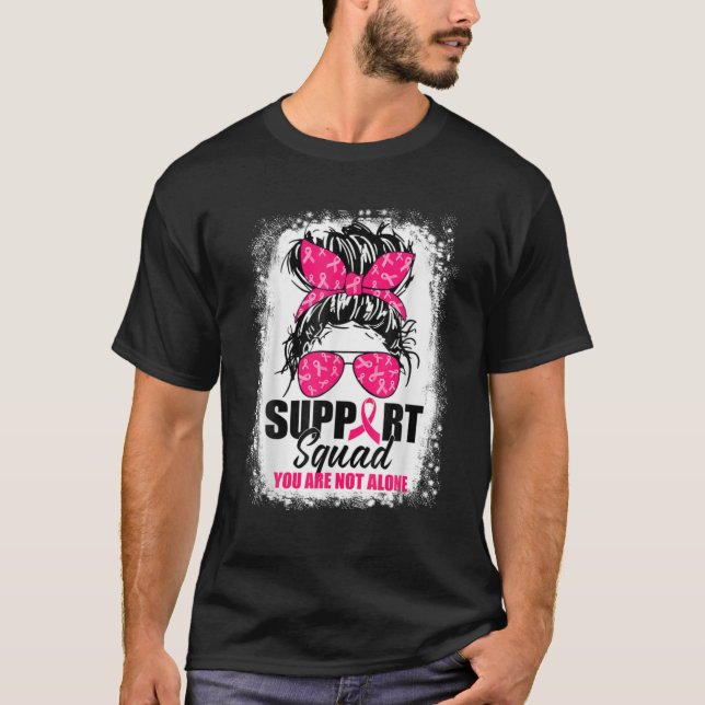T-shirt Soutien Squad Messy Bun Guerrier Cancer du sein Aw (Devant)
