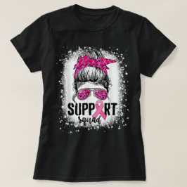 T-shirt Soutien Squad Messy Bun Pink Warrior Cancer du sei
