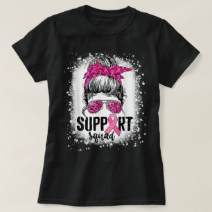 T-shirt Soutien Squad Messy Bun Pink Warrior Cancer du sei