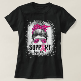 T-shirt Soutien Squad Messy Bun Pink Warrior Cancer du sei
