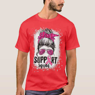 T-shirt Soutien Squad Messy Bun Pink Warrior Cancer du sei