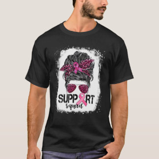 T-shirt Soutien Squad Messy Bun Pink Warrior Cancer du sei