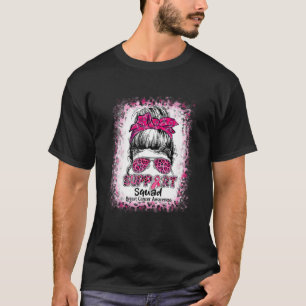 T-shirt Soutien Squad Messy Bun Pink Warrior Cancer du sei
