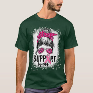 T-shirt Soutien Squad Messy Bun Pink Warrior Cancer du sei