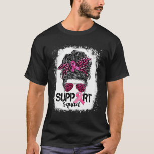 T-shirt Soutien Squad Messy Bun Pink Warrior Cancer du sei