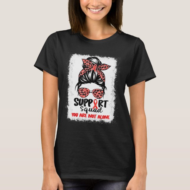 T-shirt Soutien Squad Messy Bun Rouge Guerrier Cancer du S (Devant)