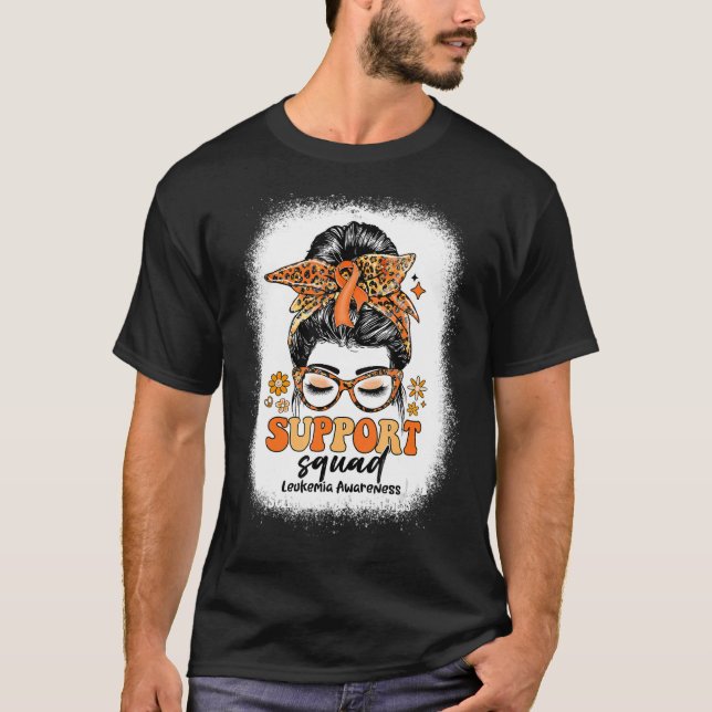 T-shirt Soutien super Équipe Messy Bun Leukemia Sensibilis (Devant)