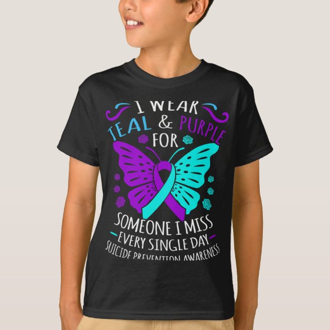 T-shirt Soutien turquoise Et Violet À La Sensibilisation A (Devant)