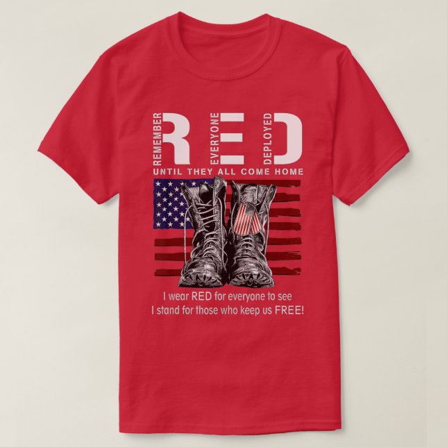 T-shirt Souvenez-vous de tous les vétérans déployés RED ve (Design devant)