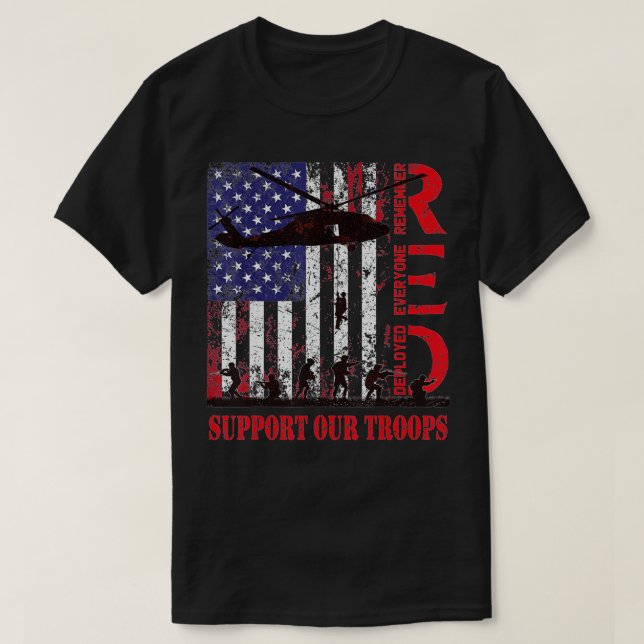T-shirt Souvenez-vous de tous les vétérans déployés RED ve (Design devant)