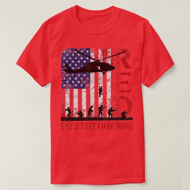 T-shirt Souvenez-vous de tous les vétérans déployés RED ve (Design devant)