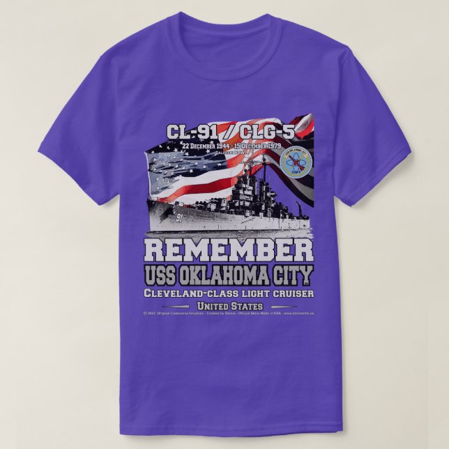 T-shirt Souvenez-vous du croiseur US Oklahoma City CL91 US (Design devant)