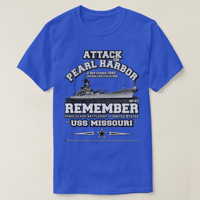 T-shirt Souvenez-vous du cuirassé USS Missouri BB63 (Design devant)