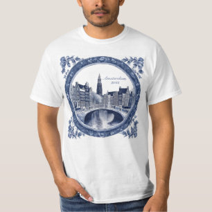 T-shirt Souvenir bleu personnalisé Delft Amsterdam