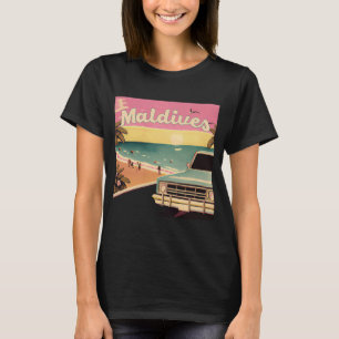 T-shirt Souvenir vacances rétro plage Maldives Maldives Su
