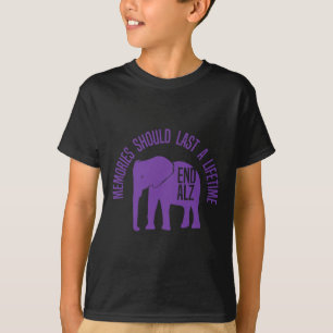T-shirt Souvenirs d'affaire Eléphant pourpre et texte Alzh