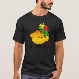 T-shirt Souvenirs Des Pays-Bas En Bois Clogs Souve Néerlan