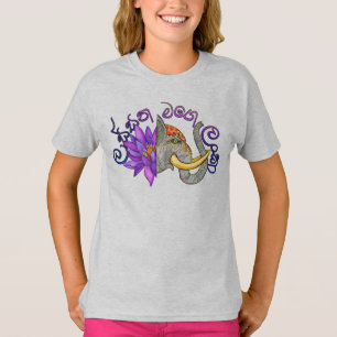 T-shirt Souvenirs sri lankais avec Elephant et Lotus
