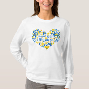 T-shirt Soyez avec l'Ukraine lettrage et coeur